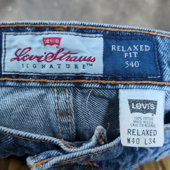 Vintage Levi's Baggy Crop Jeans Mens 40 Blue Raw Hem Loose Relaxed 90s - Picture 6 of 9